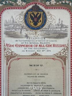 Antique Imperial Russian Tsar Alexander Romanov Grand Duchess Maria Wedding Menu