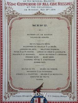 Antique Imperial Russian Tsar Alexander Romanov Grand Duchess Maria Wedding Menu