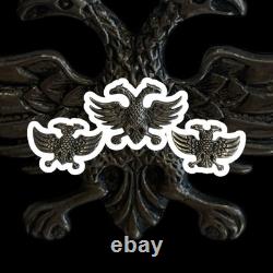 Antique Imperial Russian Two Headed Eagle Brooch Pin withClip Earrings 800 Silver