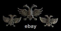 Antique Imperial Russian Two Headed Eagle Brooch Pin withClip Earrings 800 Silver