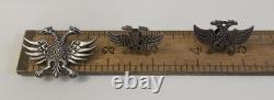 Antique Imperial Russian Two Headed Eagle Brooch Pin withClip Earrings 800 Silver
