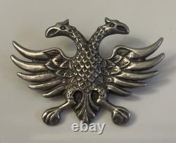 Antique Imperial Russian Two Headed Eagle Brooch Pin withClip Earrings 800 Silver