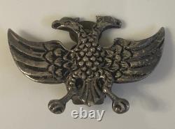 Antique Imperial Russian Two Headed Eagle Brooch Pin withClip Earrings 800 Silver
