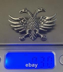Antique Imperial Russian Two Headed Eagle Brooch Pin withClip Earrings 800 Silver