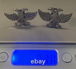 Antique Imperial Russian Two Headed Eagle Brooch Pin withClip Earrings 800 Silver