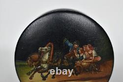 Antique Imperial Russian Vishnyakov Lacquer Papier Mache Tobacco Snuff Box