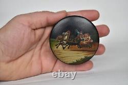 Antique Imperial Russian Vishnyakov Lacquer Papier Mache Tobacco Snuff Box