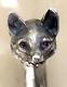 Antique Imperial Russian XIX Century 84 Silver & Rubies Fox Head Walking Stick