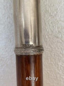 Antique Imperial Russian XIX Century 84 Silver & Rubies Fox Head Walking Stick
