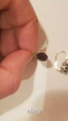 Antique Imperial Russian earrings, Gold 56, Garnets