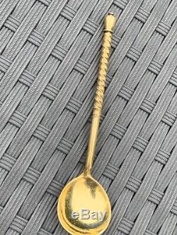 Antique Imperial Russian niello gilt silver 84 spoon Moscow view 1869