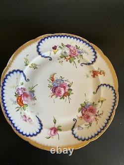 Antique Imperial Russian or French cobalt cabbage leaf trim Roses Plate
