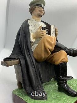 Antique Imperial Russian porcelain Gardner manufactory figure accordion player