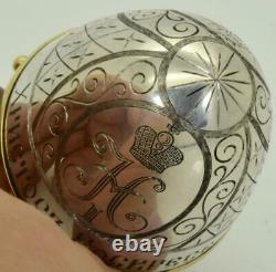 Antique Imperial Russian silver Easter egg Verge Fusee desk clock for Nicholas I