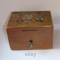 Antique Imperial Russian wooden box casket Abramtsevo Khotkovo Peasant Children