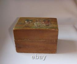 Antique Imperial Russian wooden box casket Abramtsevo Khotkovo Peasant Children