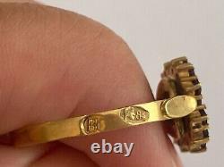 Antique Imperial Solid Silver 84 Gilded BC Author`s work Garnet Ring
