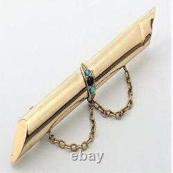 Antique Imperial Tsarist Russian ROSE Gold 56 14K Brooch Turquoise Topaz Jewelry