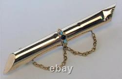 Antique Imperial Tsarist Russian ROSE Gold 56 14K Brooch Turquoise Topaz Jewelry