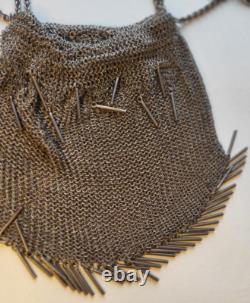 Antique Impetial Russian silver mesh handbag with chain 298g