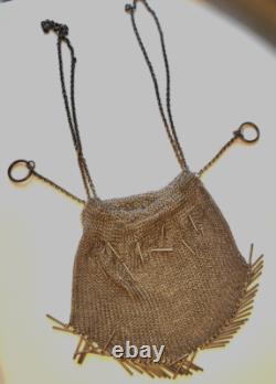 Antique Impetial Russian silver mesh handbag with chain 298g