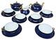 Antique KUZNETSOV Russian Imperial Porcelain Tea Set Cobalt Blue 15pc Gardner