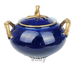 Antique KUZNETSOV Russian Imperial Porcelain Tea Set Cobalt Blue 15pc Gardner