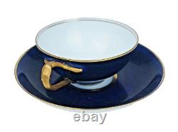 Antique KUZNETSOV Russian Imperial Porcelain Tea Set Cobalt Blue 15pc Gardner