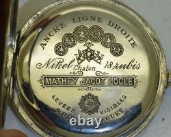 Antique Mathey Jacot DIGITAL HOURS Silver Pocket Watch for Imperial Russian Army