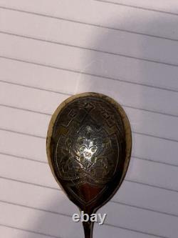 Antique Niello Russian Imperial Silver Teaspoon Circa 1900
