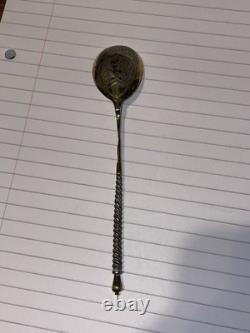 Antique Niello Russian Imperial Silver Teaspoon Circa 1900