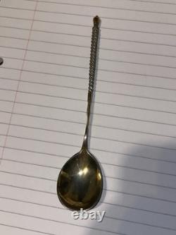 Antique Niello Russian Imperial Silver Teaspoon Circa 1900
