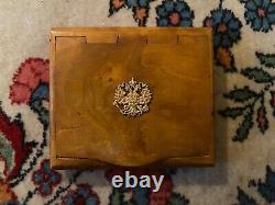 Antique Old Imperial Russian Eagle Burl Wood Cigarette Case Holder