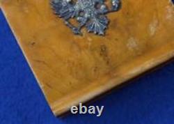 Antique Old Imperial Russian Russia Eagle Burl Bur Wood Cigarette Case Holder