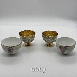 Antique Ottoman Pair of Silver Gilt Zarf Imperial Russian Bowls Original Box