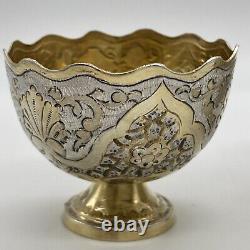 Antique Ottoman Pair of Silver Gilt Zarf Imperial Russian Bowls Original Box