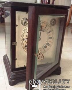 Antique Pavel Bure Russian Imperial Mahogany Table Clock Mechanical Key Rare 20c