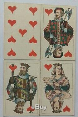 Antique Playing Cards Russian Imperial Square No Indice Hand Colour Gilded 1860