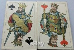 Antique Playing Cards Russian Imperial Square No Indice Hand Colour Gilded 1860