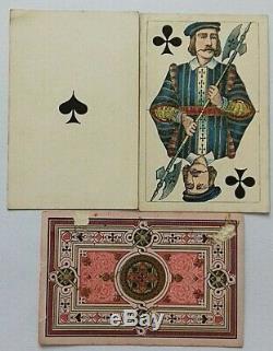 Antique Playing Cards Russian Imperial Square No Indice Hand Colour Gilded 1860