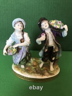 Antique Possible Volkstedt Russian Imperial Porcelain Figurine Boy & Girl