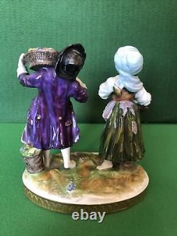 Antique Possible Volkstedt Russian Imperial Porcelain Figurine Boy & Girl