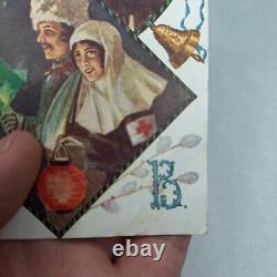 Antique Postcard Imperial Russian Easter Card salon petrograd Red Cross RARE