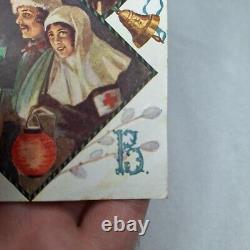 Antique Postcard Imperial Russian Easter Card salon petrograd Red Cross RARE