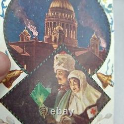 Antique Postcard Imperial Russian Easter Card salon petrograd Red Cross RARE