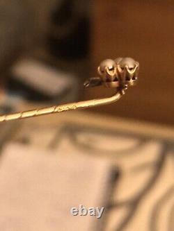 Antique Pre-1899 St Petersburg Imperial Russia 14ct Gold Pearl Diamond Stick Pin