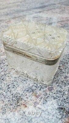 Antique Pressed White Glass Tea Caddy Box Imperial Russian Russia