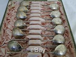Antique RUSSIAN IMPERIAL silver 84 set of 12 teaspoon in the original box