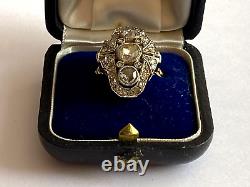 Antique Rare Imperial Russian KF Faberge AH 72 18k Gold Rose Cut Diamonds Ring