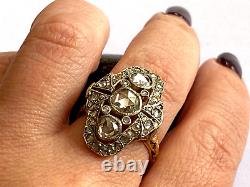 Antique Rare Imperial Russian KF Faberge AH 72 18k Gold Rose Cut Diamonds Ring